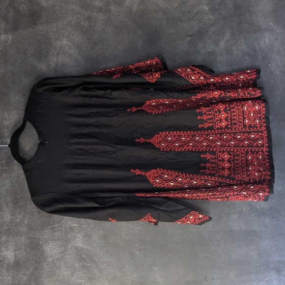Eyes Of Simone Embroidered Bohemian Black Tunic Dress Size Small - Picture 8 of 12